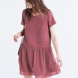 Madewell Red Ascot Tile Print Silk Dress